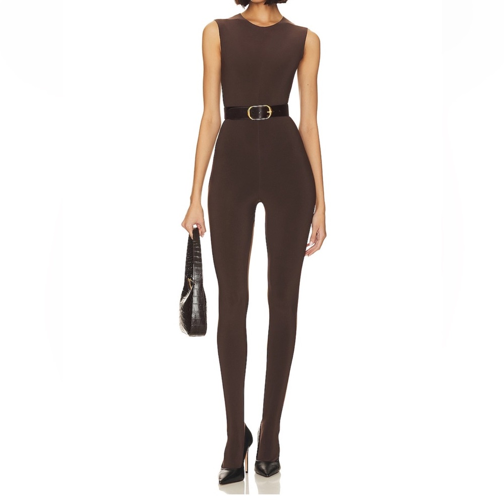 Norma Kamali Brown Sleeveless Jumpsuit